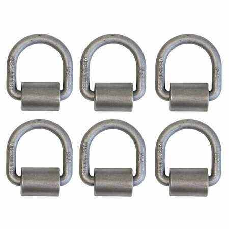 BOXER TOOLS 1/2 Weld-On Heavy Duty Forged D Rings, 12,000 Pounds, Raw Finish, 6PK 08120/RH08-SC